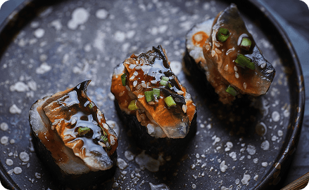 Seafood soup served in a ceramic bowl